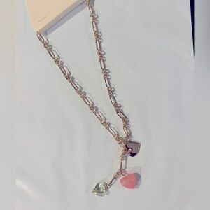 Gold/pink heart necklace - NWT